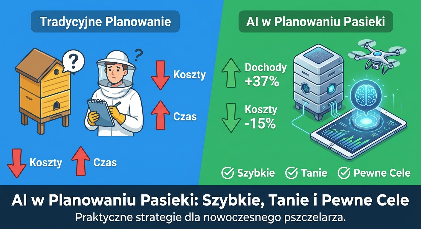 AI w planowaniu pasieki z wyświetlonym raportem z kalkulatora opłacalności